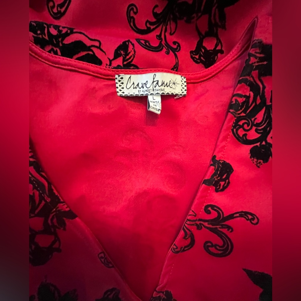Almost Famous Red and Black Floral Wrap Mini Dress - Picture 7 of 8